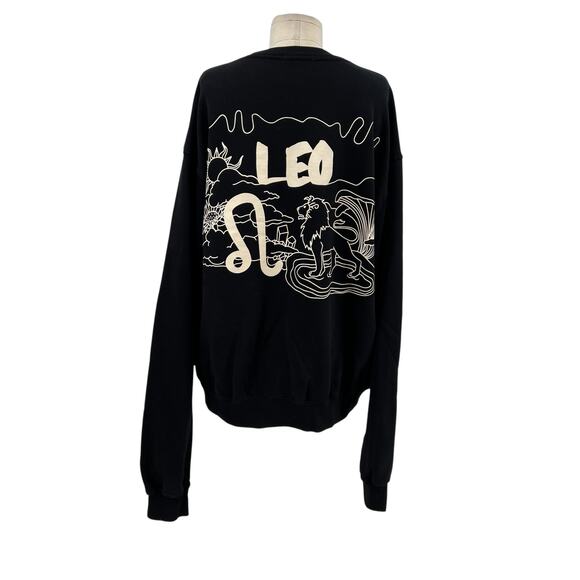 Good American Boyfriend Pullover Sweatshirt Leo Zodiac Sign Black Size 3 Large - Picture 7 of 13